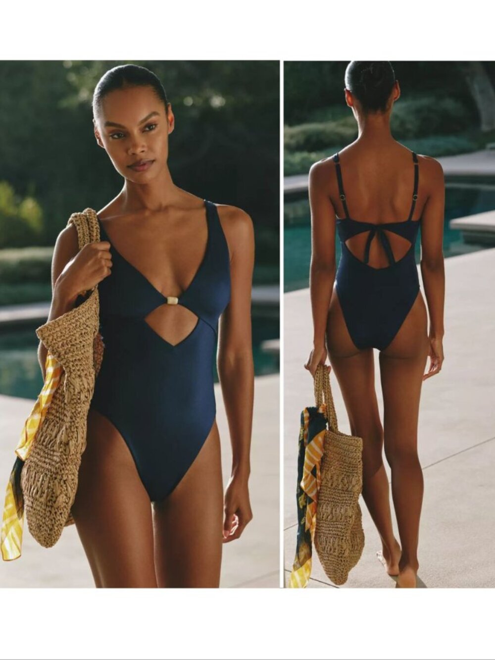 Vitamin A Terra Cutout One Piece SWIMSUIT Size M Midnight Navy NEW $175